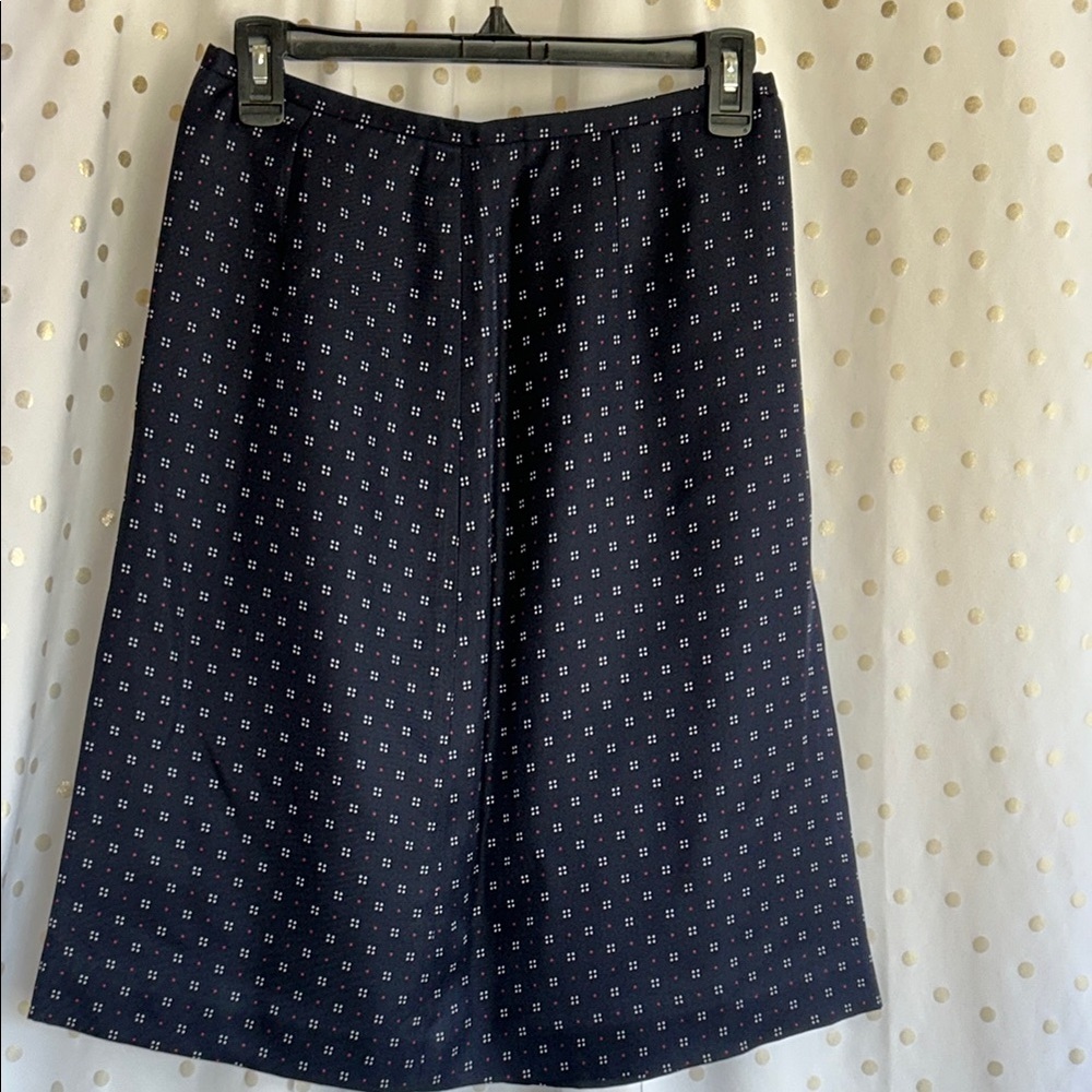 Ann Taylor Navy A-Line Skirt with Pattern